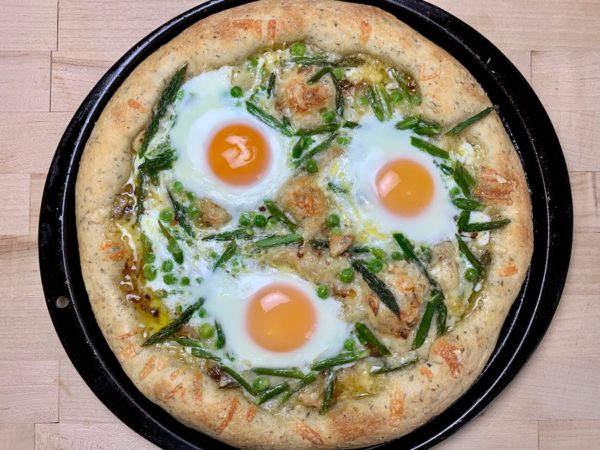 Asparagus pizza Asparagus recipes Fresh eggs Vegetable pizza Plant based pizza eggs on pizza spring pizza spring recipe