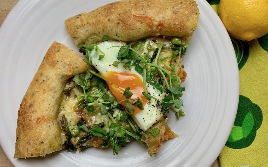 Spring Pizza with Fresh Eggs and Asparagus